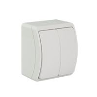 Switches and Sockets - KOALA - colour: white - Two-Circuit Switch VW-2, screwless terminals, IP44