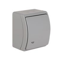 Switches and Sockets - KOALA - colour: gray - Single Push Button - Light VW-6, screwless terminals, IP44