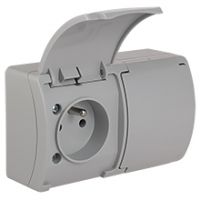 Switches and Sockets - KOALA - colour: gray - Double Socket (2x2P+Z) VG-2, with earthing contact, screw type terminals, IP44