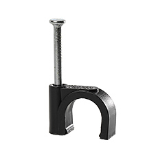  - Cable clip with nail FLOP-10 UV, round cable ⌀10mm, black, nail: 2.0x25.5mm