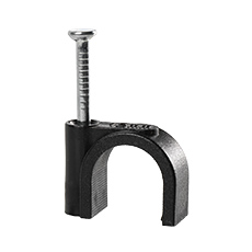  - Cable clip with nail FLOP-12 UV, round cable ⌀12mm, black, nail: 2.0x28.5mm