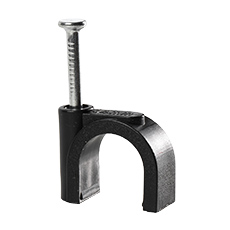 - Cable clip with nail FLOP-14 UV, round cable ⌀14mm, black, nail: 2x31mm