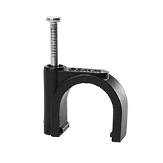  - Cable clip with nail FLOP-20 UV, round cable ⌀20mm, black, nail: 3.0x42mm