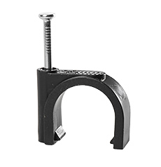  - Cable clip with nail FLOP-22 UV, round cable ⌀22mm, black, nail: 2.8x42mm