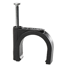  - Cable clip with nail FLOP-25 UV, round cable ⌀25mm, black, nail: 3.0x48mm