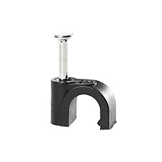  - Cable clip with nail FLOP-6 UV, round cable ⌀6mm, black, nail: 2x19mm