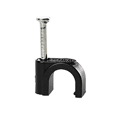  - Cable clip with nail FLOP-7 UV, round cable ⌀7mm, black, nail: 2x20mm