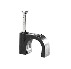  - Cable clip with nail FLOP-8 UV, round cable ⌀8mm, black, nail: 2x21mm