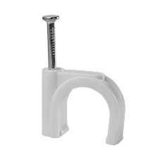  - Uchwyt kablowy z gwoździem FLOP-18, okrągły przewód ⌀18mm, biały, gwóźdź: 2.5x37mm