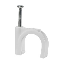  - Cable Clip with nail flop - round cable, FLOP-20, okrągły, ⌀20mm, biały