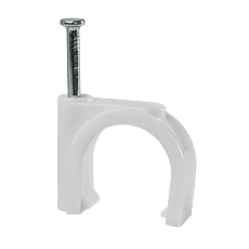  - Uchwyt kablowy z gwoździem FLOP-22, okrągły przewód ⌀22mm, biały, gwóźdź: 2.8x42mm