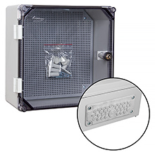 UNIbox plastic boxes - Obudowa z tworzywa UNIbox Uni-0/TPM, panel membranowy P-MB-35, płyta montażowa,  uchwyty do montażu naściennego, IP65, IK07