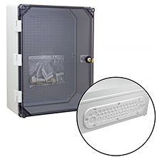 UNIbox plastic boxes - Obudowa z tworzywa UNIbox Uni-2/TPM, panel membranowy P-MB-51, płyta montażowa,  uchwyty do montażu naściennego, IP65, IK07