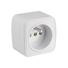  - Single surface mounted socket 2P+Z, color: white, 250V~, 16A