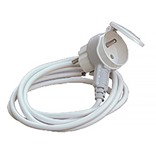 Combination plug with socket , splash proof socket with flap AWA-GP white and grey , 3x1,5mm,elektro-plast