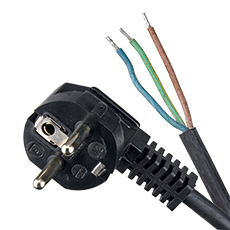 Przewody przyłączeniowe z wtyczką - Przewód Przyłączeniowy z nierozbieralną wtyczką W-3T, H05RR-F 3x1,5 (guma) czarny, 1500mm