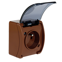  - Single Socket (2P+Z) VG-1, with earthing contact, screw type terminals, IP44