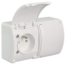  - Double Socket (2x2P+Z) VG-2, with earthing contact, screw type terminals, IP44