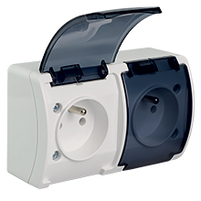  - Double Socket (2x2P+Z) VG-2, with earthing contact, screw type terminals, IP44