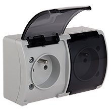  - Double Socket (2x2P+Z) VG-2, with earthing contact, screw type terminals, IP44