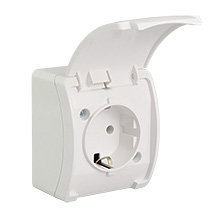  - Single Socket (Schuko 2P+Z) VG-1S, with Schuko type earthing contact, screw type terminals, IP44