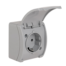  - Single Socket (Schuko 2P+Z) VG-1S, with Schuko type earthing contact, screw type terminals, IP44