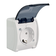  - Single Socket (Schuko 2P+Z) VG-1S, with Schuko type earthing contact, screw type terminals, IP44
