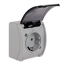  - Single Socket (Schuko 2P+Z) VG-1S, with Schuko type earthing contact, screw type terminals, IP44