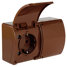  - Double Socket (Schuko 2x2P+Z) VG-2S, with Schuko type earthing contact, screw type terminals, IP44