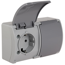  - Double Socket (Schuko 2x2P+Z) VG-2S, with Schuko type earthing contact, screw type terminals, IP44