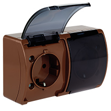  - Double Socket (Schuko 2x2P+Z) VG-2S, with Schuko type earthing contact, screw type terminals, IP44