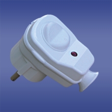  - Angle plug AWA-ŁK with switch and led switching control , splash proof white