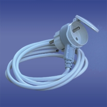  - Combination plug with socket , splash proof socket with flap AWA-GP white and grey , 3x1,5mm