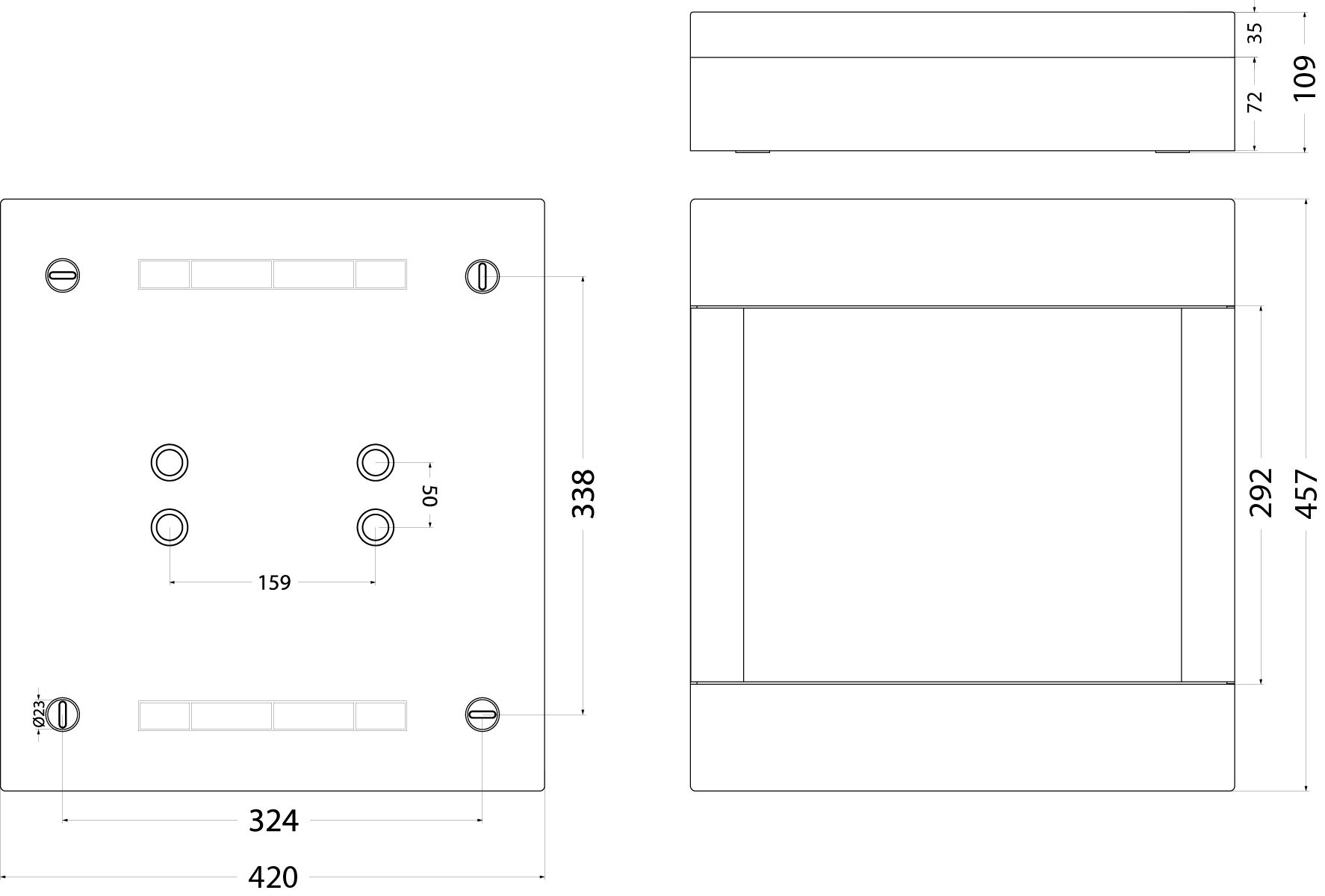 Surface Distribution Board SRn-36/2, N+PE (2x18), IP40, transparent door Surface Distribution Board SRn-36/2, N+PE (2x18), IP40, transparent door,elektro-plast