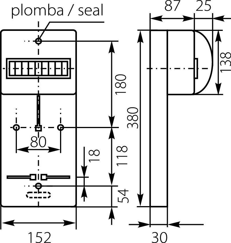 Meter & Switch Board TLR-1F (N+PE), with cover for over-current breaker switches, with watch glass, IP20 Meter & Switch Board TLR-1F (N+PE), with cover for over-current breaker switches, with watch glass, IP20,elektro-plast