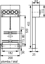 Meter board TL-1F/3F-4X25A, with protection (for fusible cut-outs), IP20