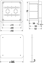 Flush junction boxes Pp/t 1     (76 x 76 x 50,5)
