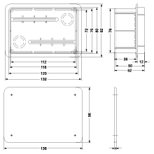 Flush junction boxes Pp/t 2     (76 x 116 x 50,5)