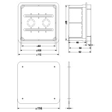 Flush junction boxes Pp/t 3     (96 x 96 x 60,5)