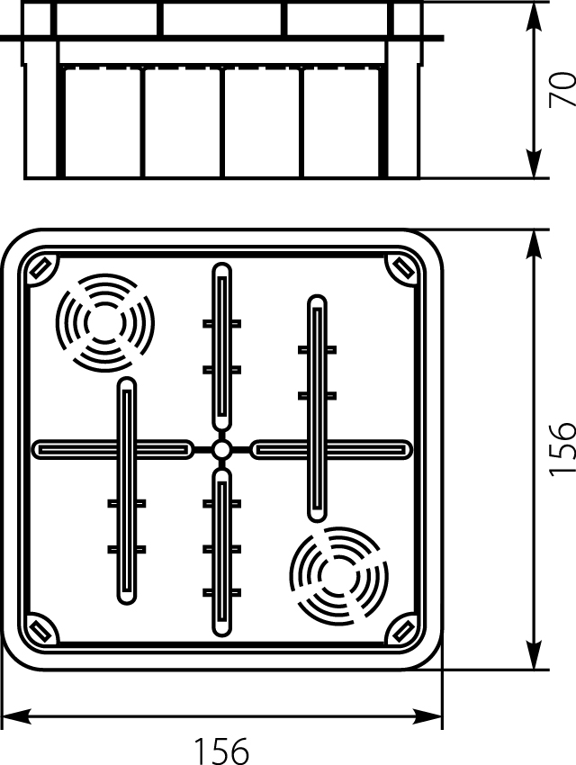 Flush junction boxes Pp/t 7 (156 x 156 x 68,5) Flush junction boxes Pp/t 7 (156 x 156 x 68,5),elektro-plast