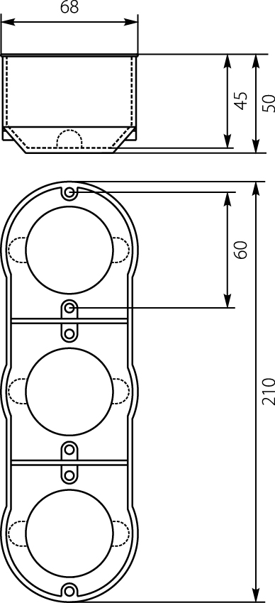 Flush junction boxes for plasterboards PKw-3 triple, 3xΦ60 Flush junction boxes for plasterboards PKw-3 triple, 3xΦ60,elektro-plast