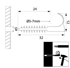 Uchwyt szybkiego montażu hakowy USMH-6, Rury i przewody ? 5 - 7 mm