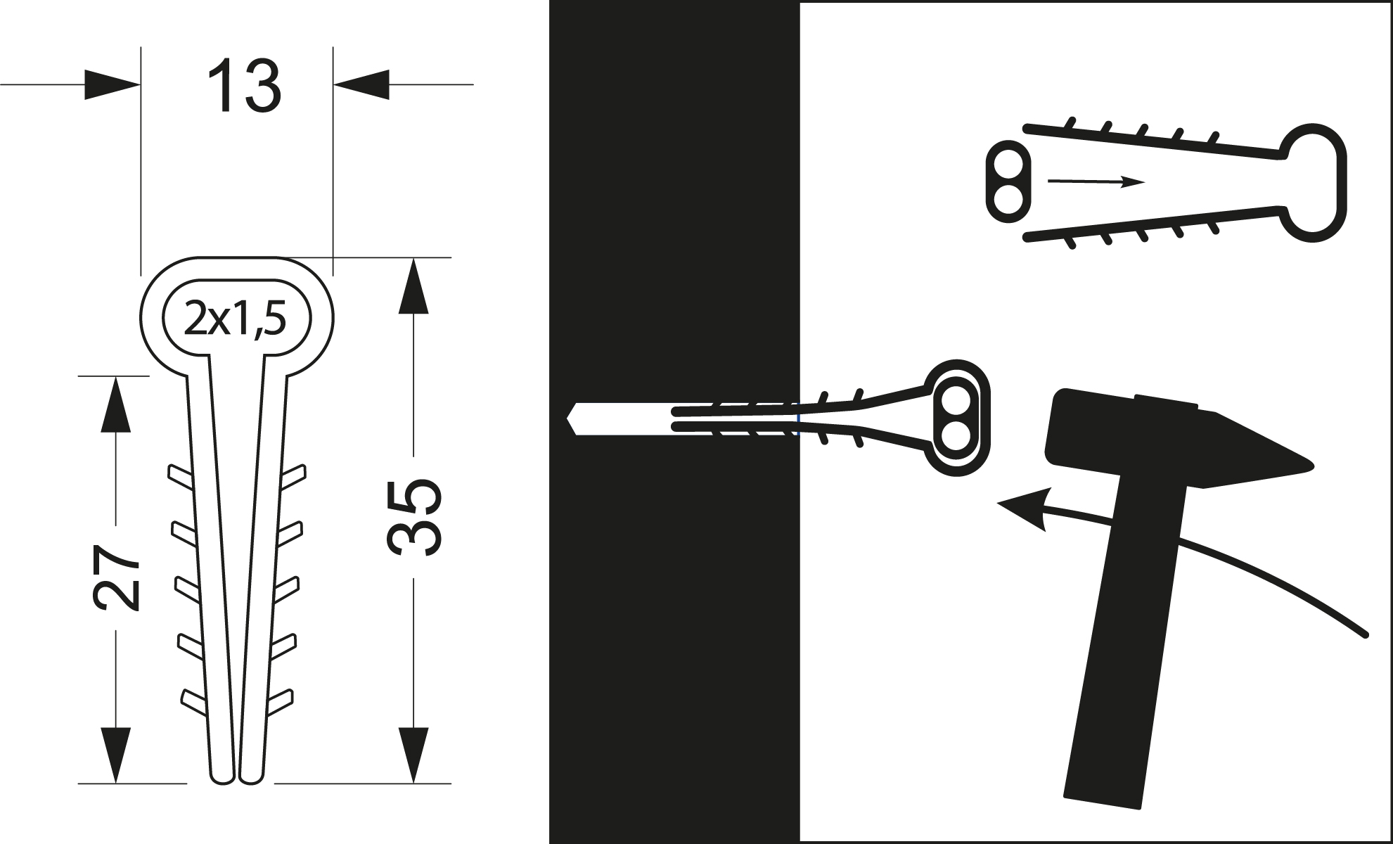 Fast flat fixing wire grip USMP-1, 2x1.5mm, color: white Fast flat fixing wire grip USMP-1, 2x1.5mm, color: white,elektro-plast