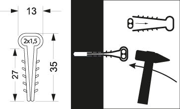 Fast flat fixing wire grip USMP-1, 2x1.5mm, color: white