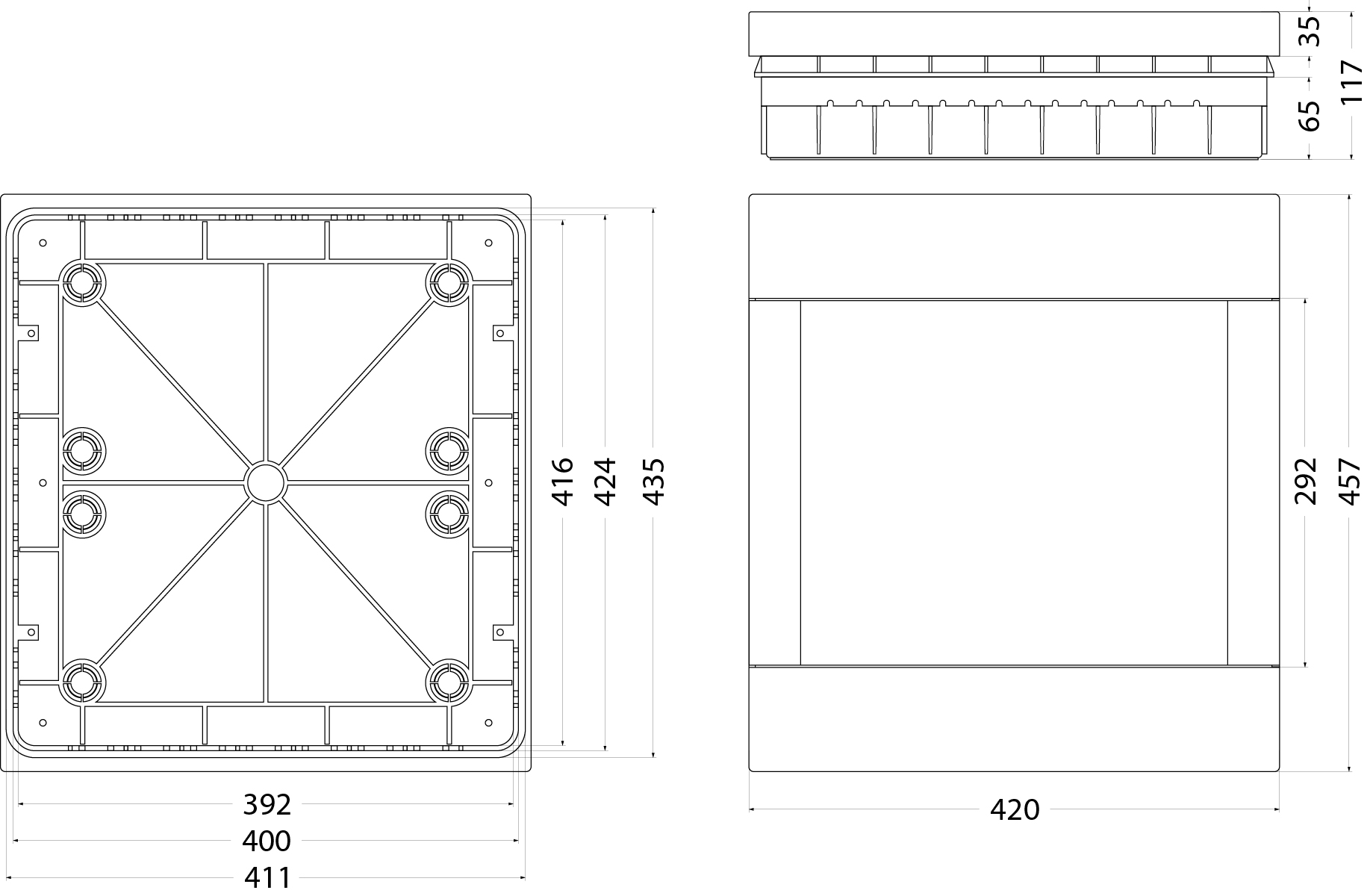 Flush Distribution Board SRp-36/2, N+PE (2x18), IP40, transparent door Flush Distribution Board SRp-36/2, N+PE (2x18), IP40, transparent door,elektro-plast