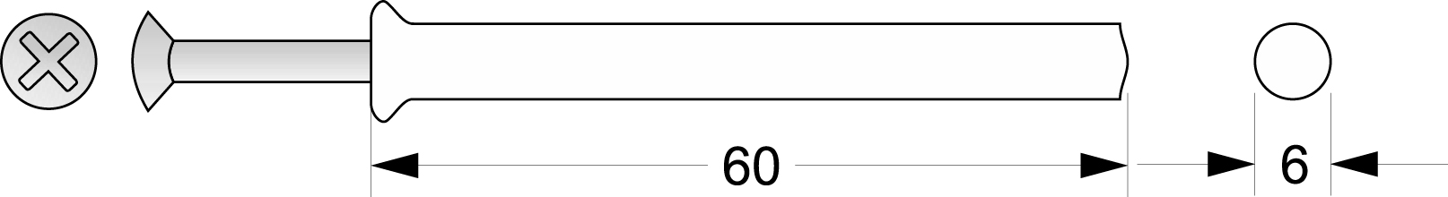 Kołek rozporowy szybkiego montażu KRSM-32, Φ6x60, wbijany