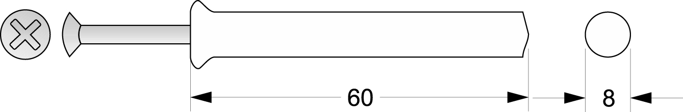 Kołek rozporowy szybkiego montażu KRSM-36, Φ8x60, wbijany