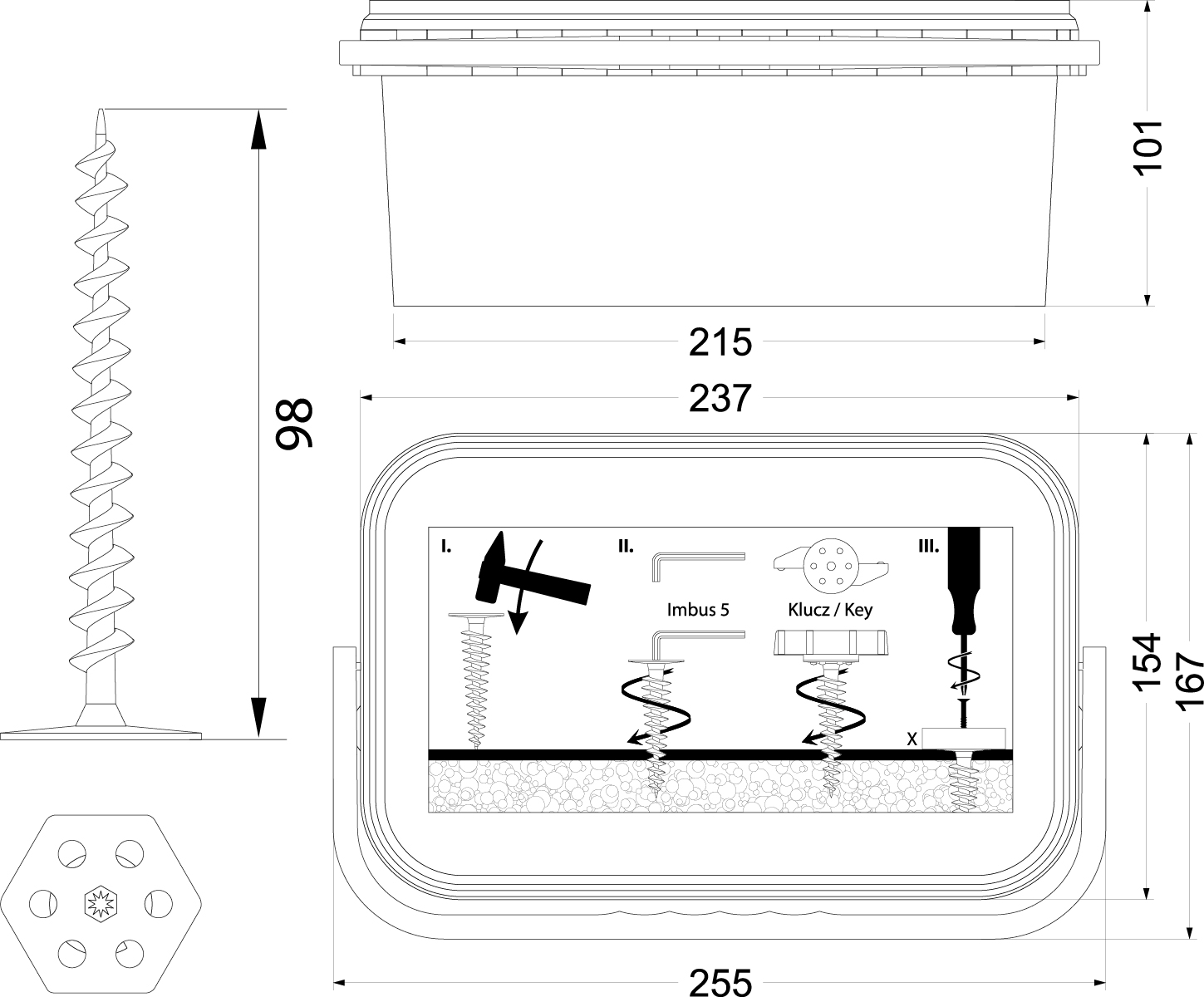 KWM 100 BOX - Thermal Insulation Fixing Plug, with key KWM 100 BOX - Thermal Insulation Fixing Plug, with key,elektro-plast