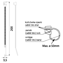 Cable tie black OZC 35-200 UV