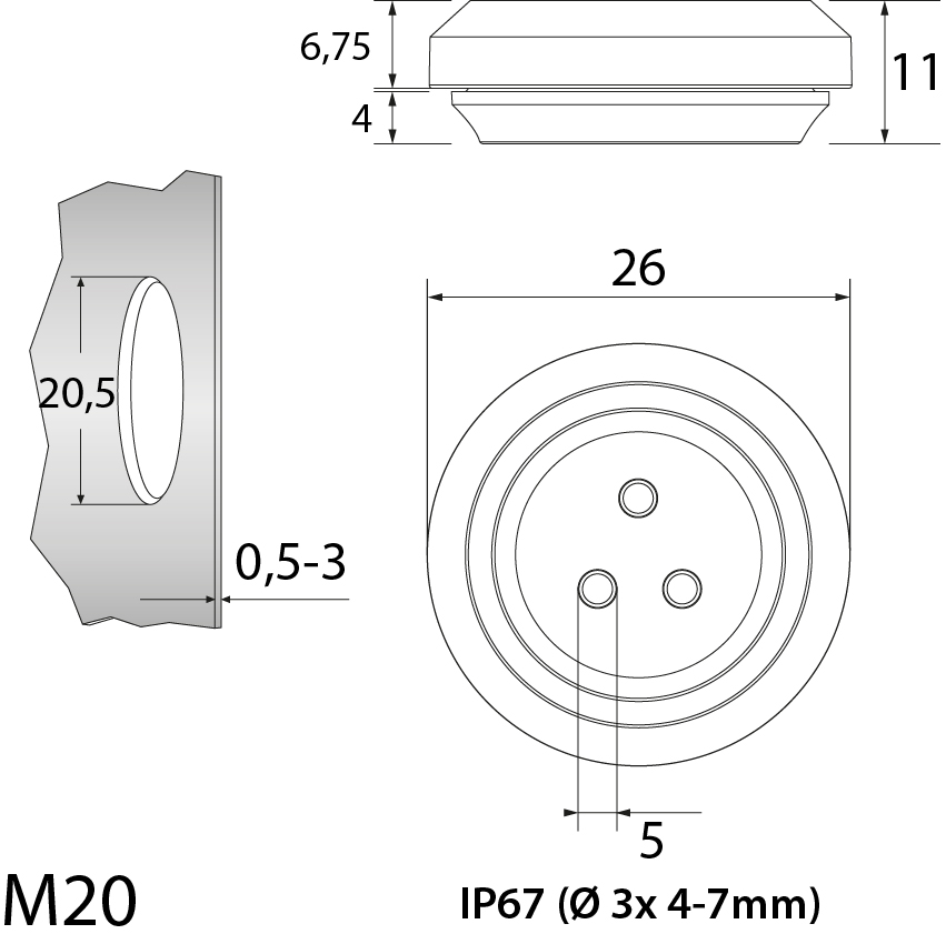 Multigate TSSM M20 White, multi Multigate TSSM M20 White, multi,elektro-plast
